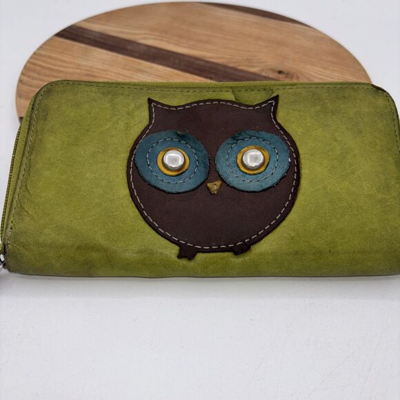 Fossil OLIVE GREEN GENUINE LEATHER ID BILL CARD ZIP WALLET CLUTCH W Bag - Picture 2 of 8